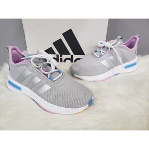 NEW ADIDAS Racer TR23K Athletic Shoes Girl's 6 Gray Silver & Pink ID5983 Running